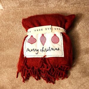 Rae Dunn "Merry Christmas" Red Faux Mohair Throw NWT